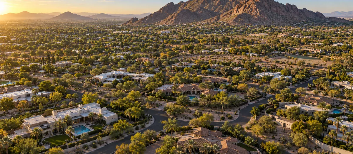 Aerial view of Paradise Valley, AZ